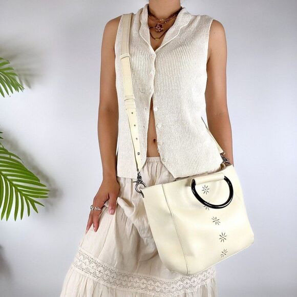 Vintage Y2K Cream Boho Cottagecore Crossbody Purse Fairy Coastal Chic Handbag - Picture 1 of 7